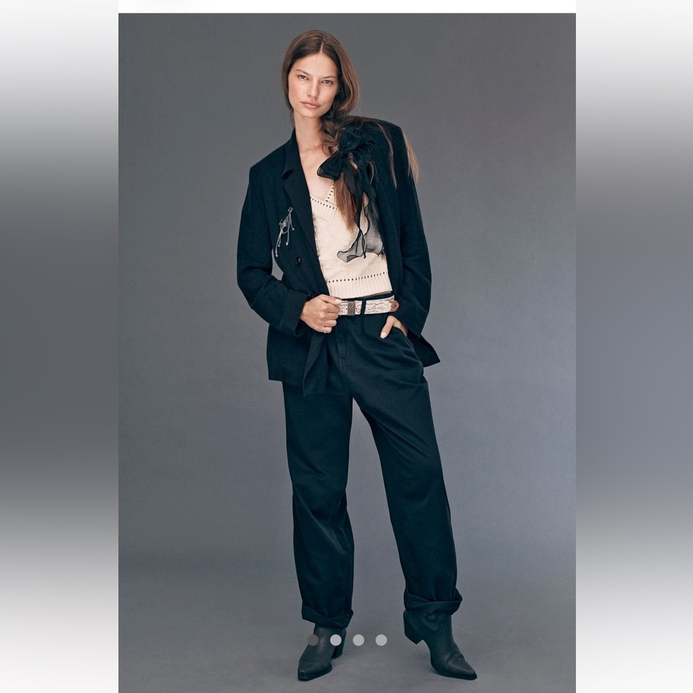 Free People Black Addy Chino Relaxed Trousers